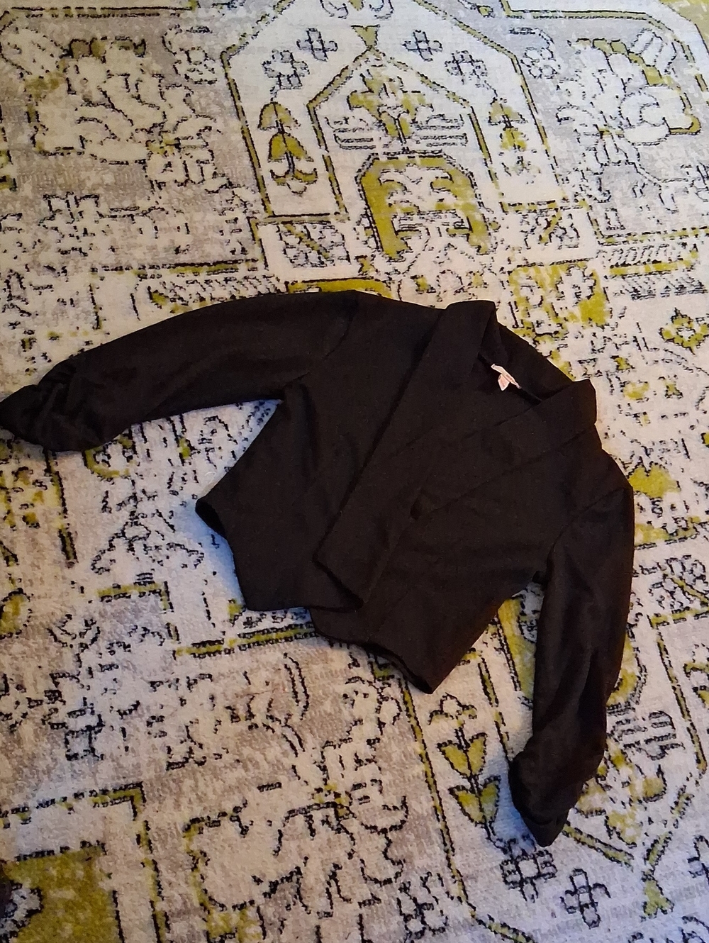 Cropped Tapered Blazer Bolero Shrug Style Jacket, Ruched Sleeves, Xs-m, Black